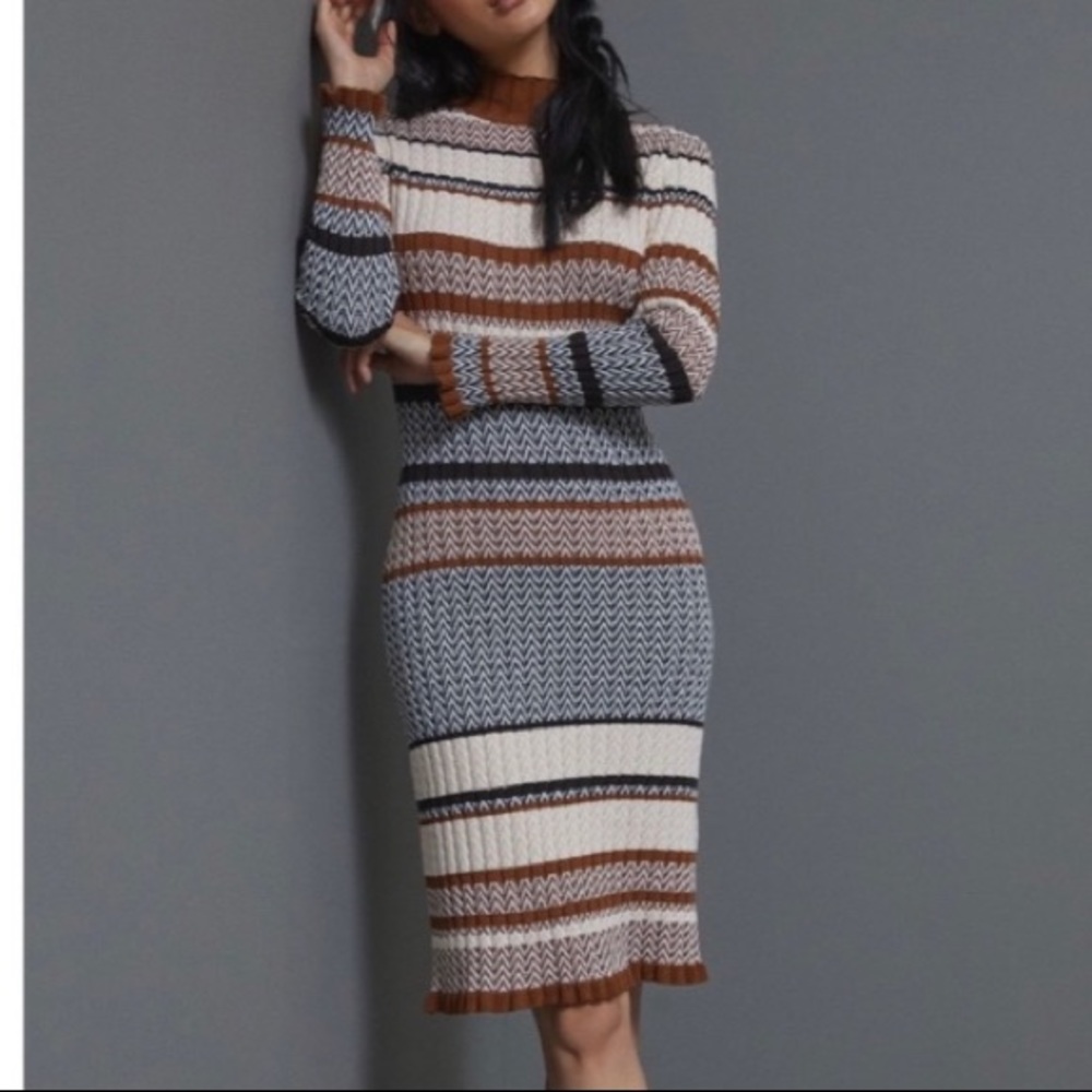 ANTHROPOLOGIE Cistar Acacia Ribbed Sweater Dress